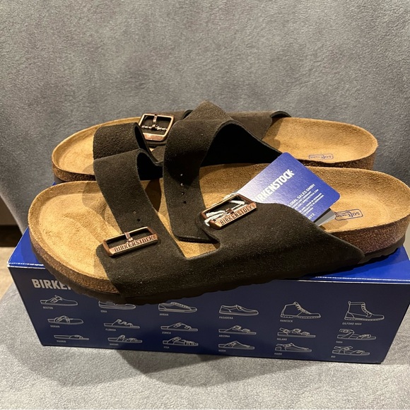 Birkenstock Arizona Men’s Sandals Soft Footbed Mocha Suede Leather Size 11 US - Picture 13 of 14
